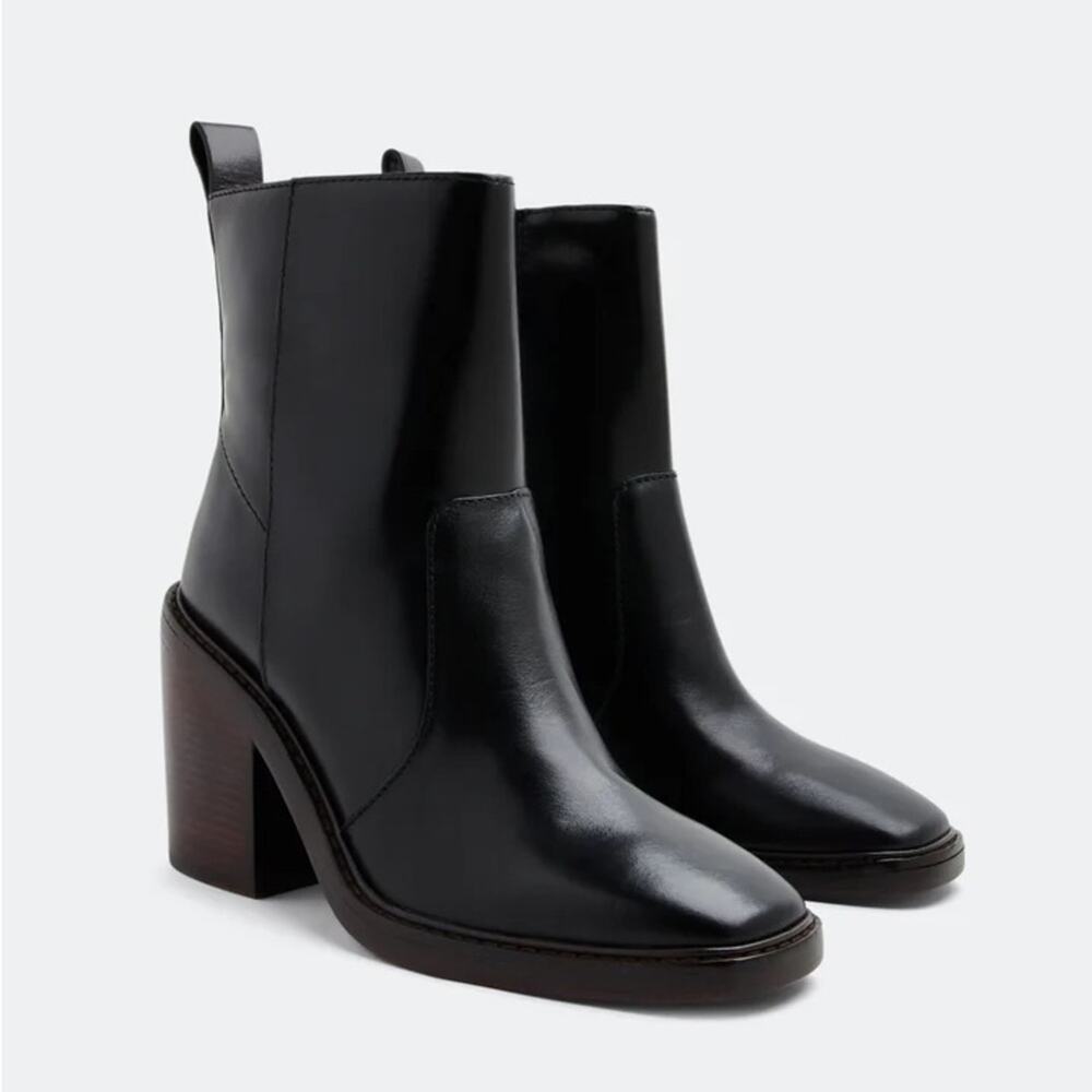 Tory Burch Women's Genuine Leather Heeled Ankle Boot in Black Size 7.5